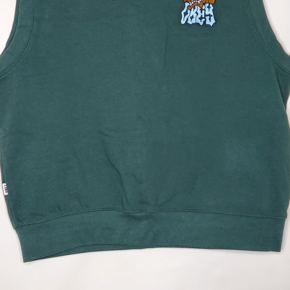 Obey Pine Green Vest Size M Slide Fleece Embroidered Dog Sleeveless Top Preppy - Picture 4 of 11